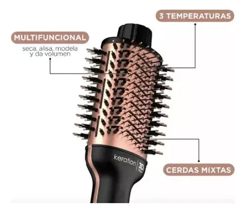 Combo Cepillo Secador Y Plancha Keratin