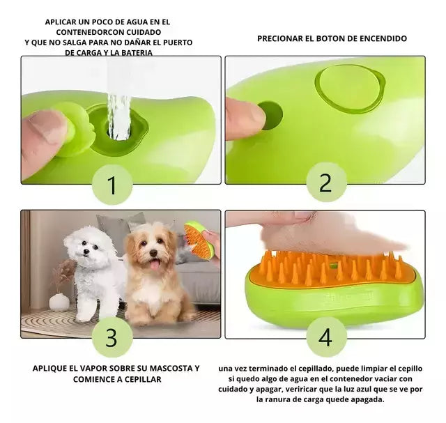 Cepillo Para Mascota Vapor 3 En 1