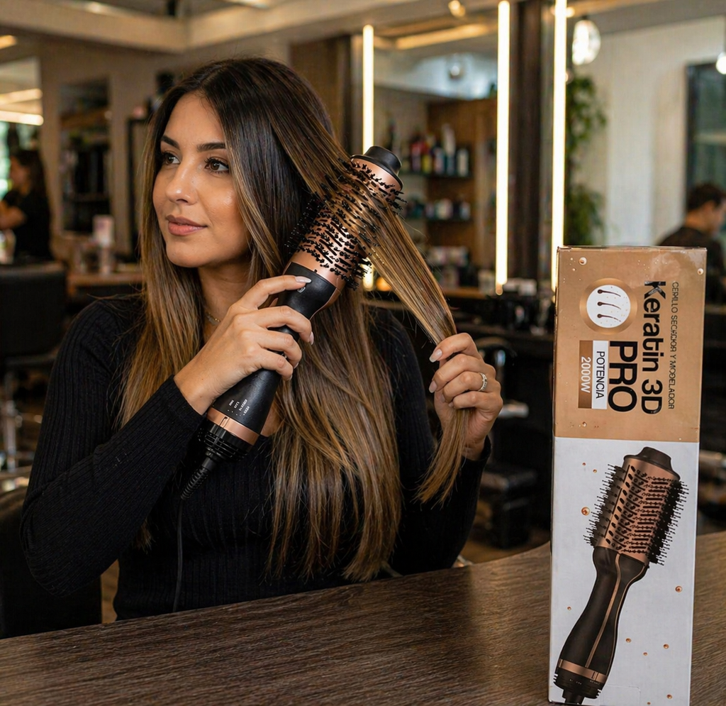 Combo Cepillo Secador Y Plancha Keratin