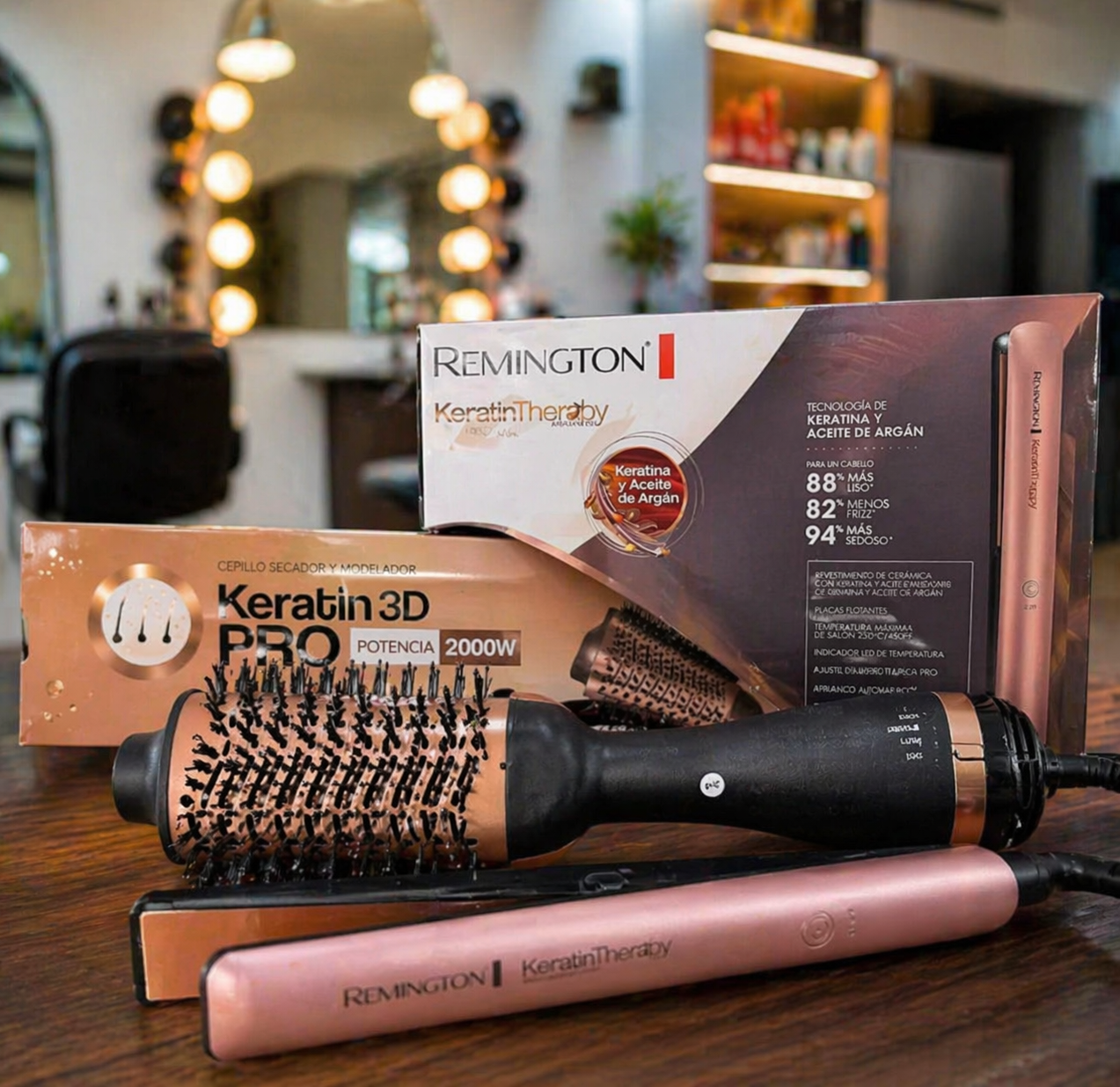 Combo Cepillo Secador Y Plancha Keratin